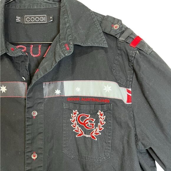 Coogi Australia Men’s Black Short Sleeve Button-Up Shirt XL Embroidered - Picture 3 of 8
